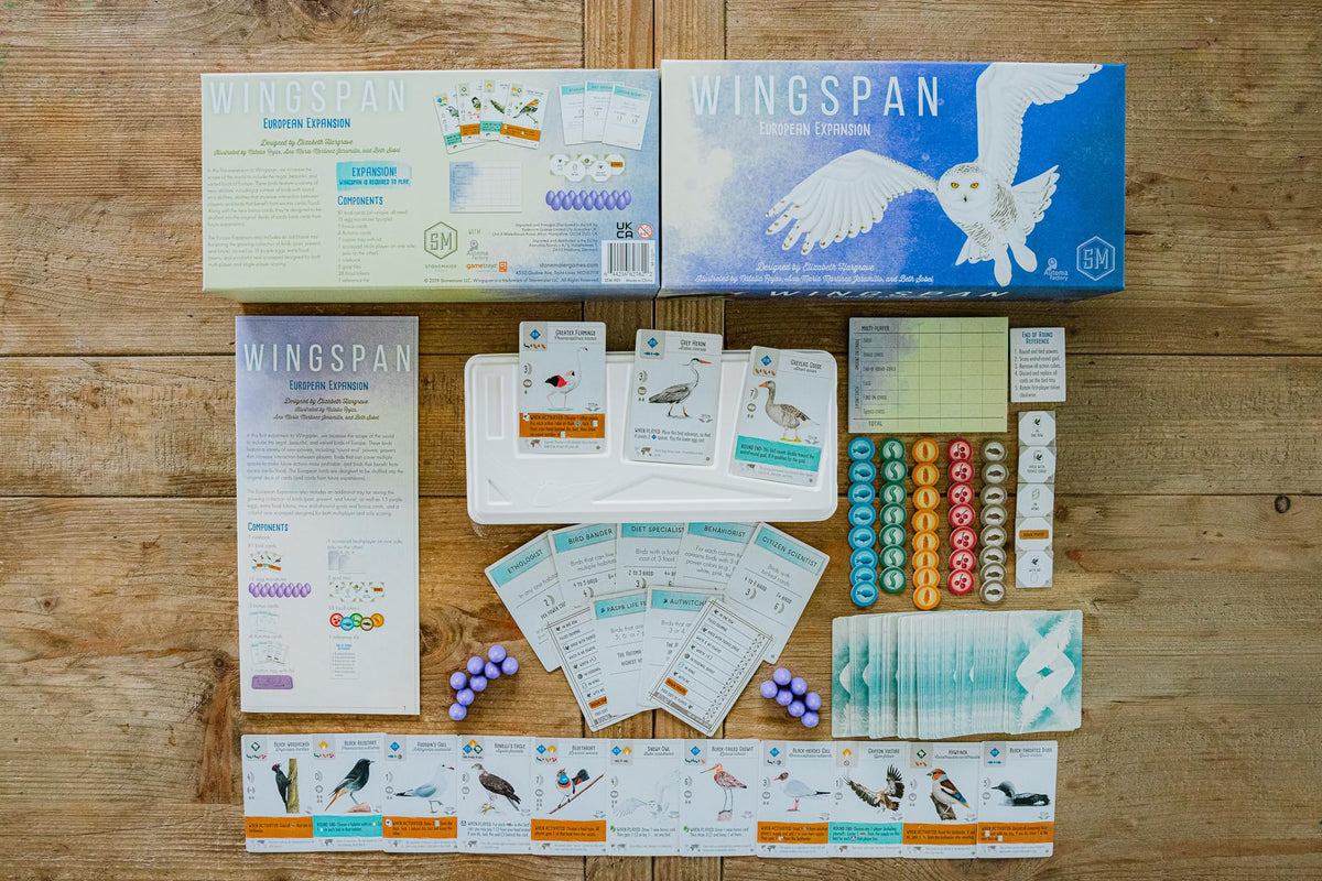 Stonemaier Wingspan European Expansion new bird cards with diverse habitats