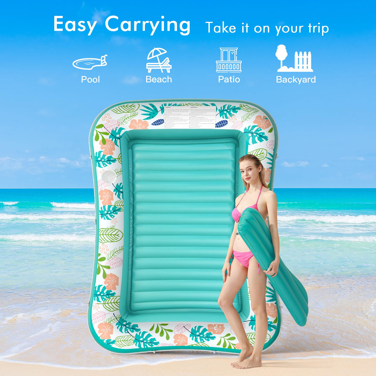 Stonful air cushion base adds comfort for back and tummy lounging.