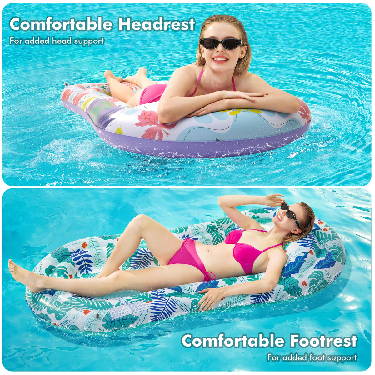 Stonful pool floats with headrest and footrest for extra support