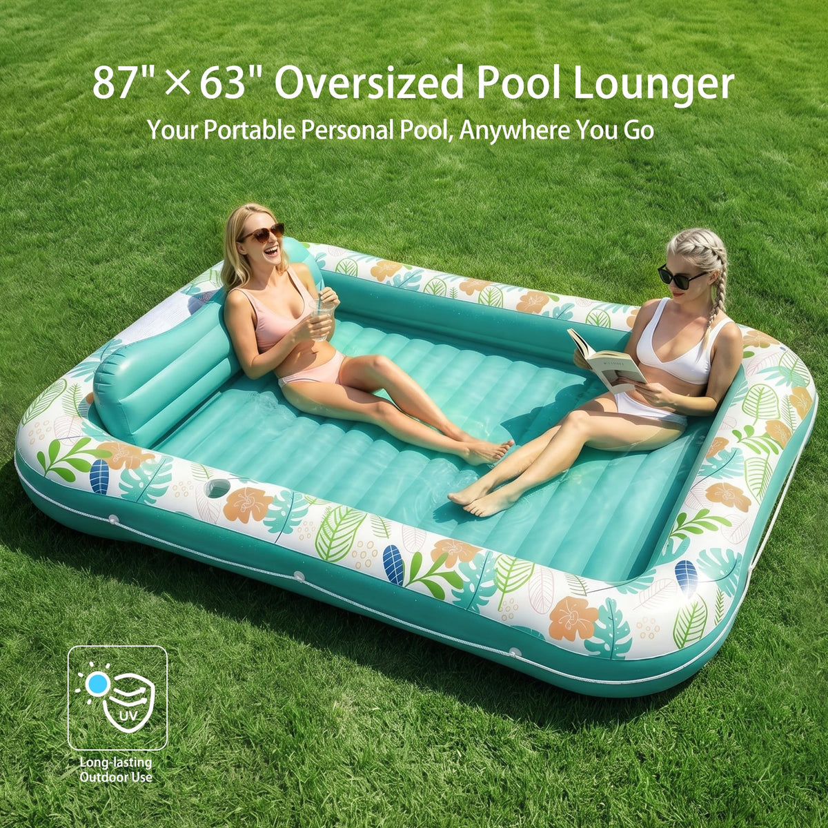Stonful removable pillow provides head and neck support for sunbathing.