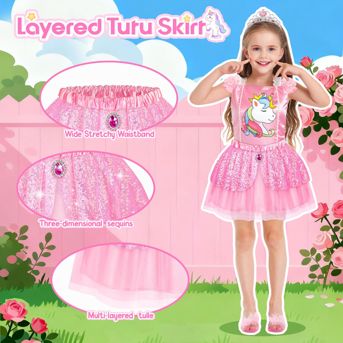 STOPKLAS princess dress set mermaid sequin top adds magical flair
