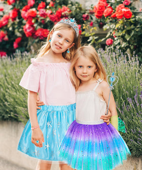 STOPKLAS rainbow tutu with stretchy waist makes dressing easy.