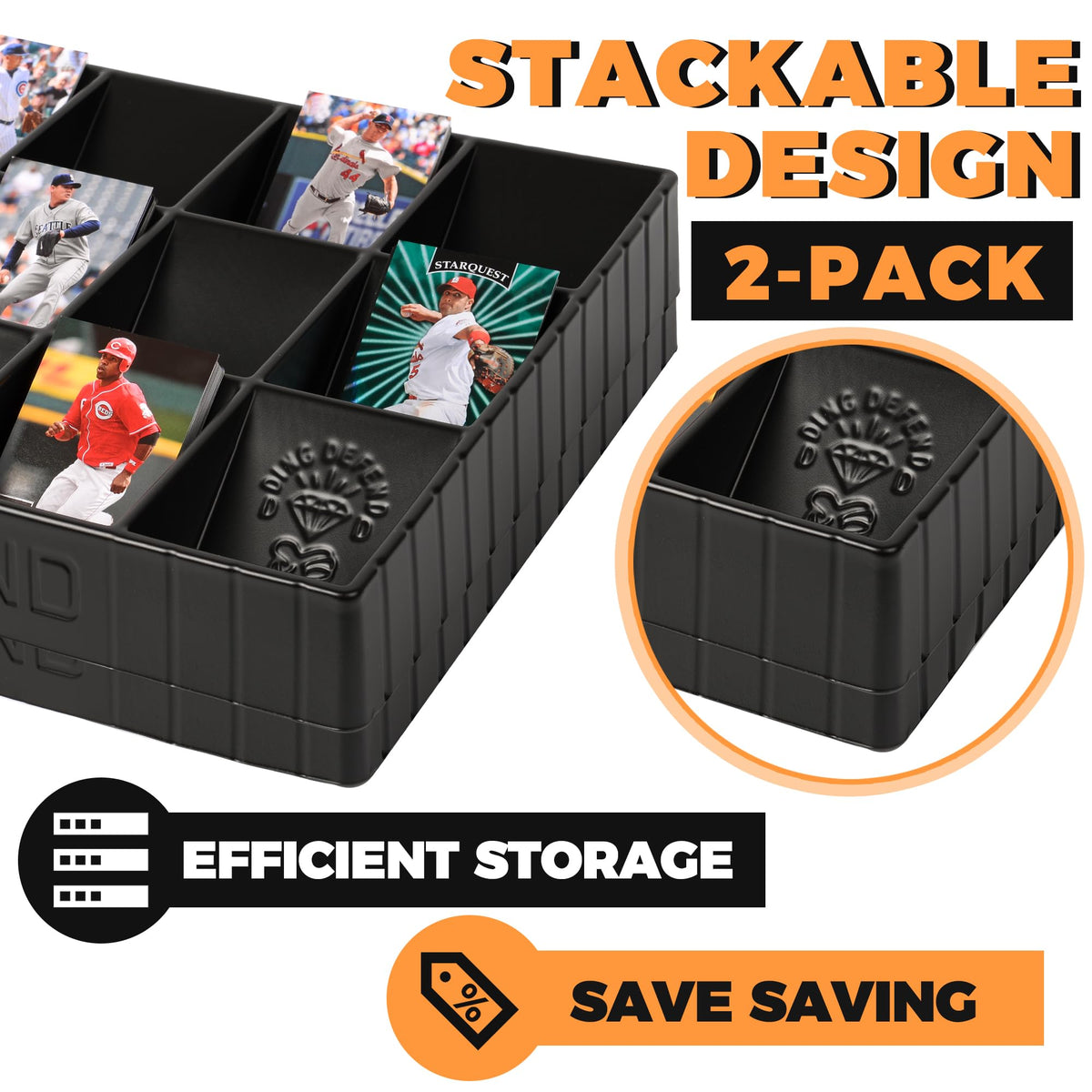 Storage Standard label dividers help quick sorting.