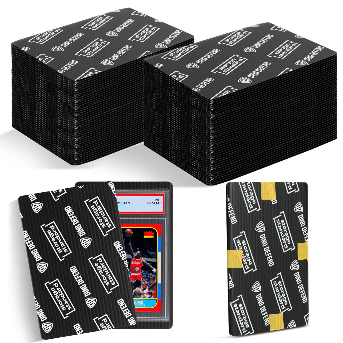 Storage Standard Ding Defend 4x6 black card protector shield for graded cards, ideal for secure shipping.