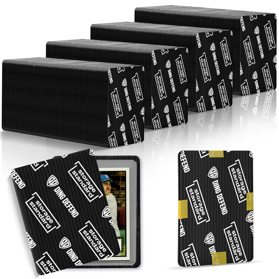 Storage Standard Ding Defend protector in black shields 3.5 x 4.5 cards during transit.