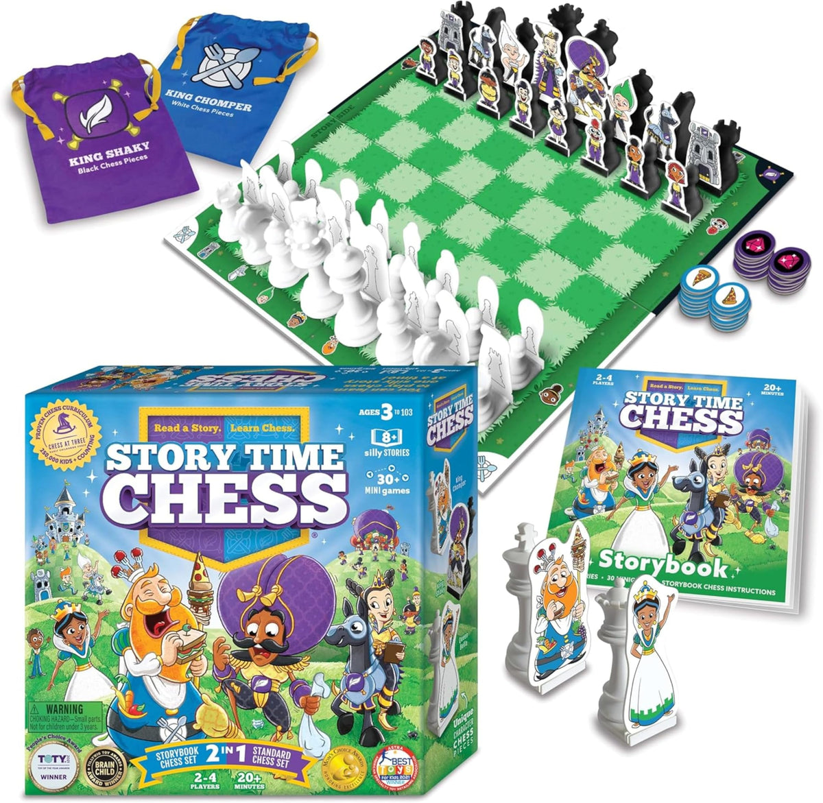 Story Time Chess set for kids board and storybook to spark early learning
