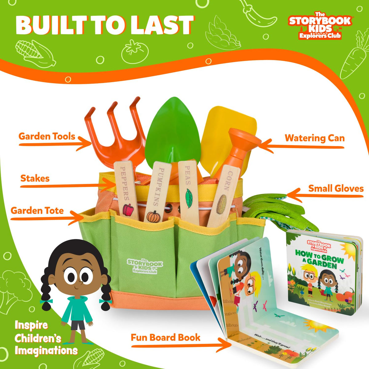 The Storybook Kids Explorers Club rake with rounded edges for gentle soil care