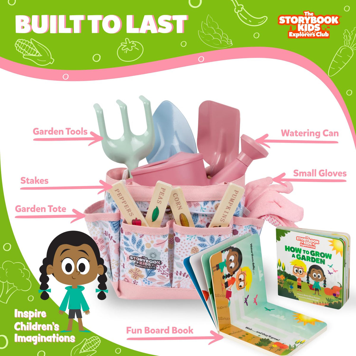 The Storybook Kids Explorers Club rake for kid-sized soil turning and seedbed prep