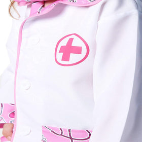StoryBook Wishes doctor coat sleeve detail showing easy-on buttons for quick dressing