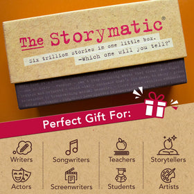 Storymatic Classic gift pack shown as a creative present for writers and teachers.