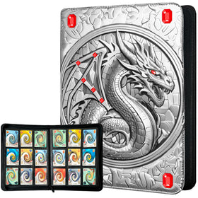 Stoytto binder shows 3D embossed dragons for display-ready protection.