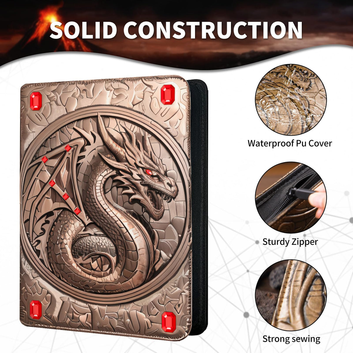 Stoytto binder shows 360-card capacity, great for organized collections.