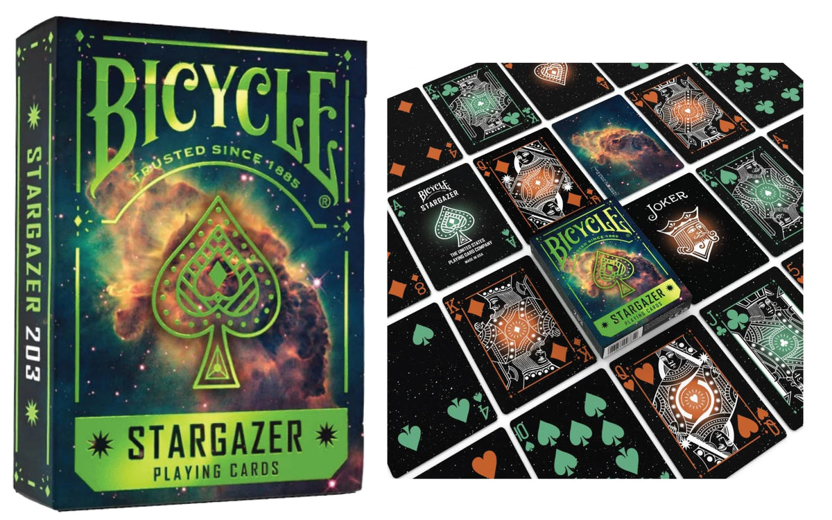Straight Poker Supplies Bicycle Stargazer card faces and backs deliver high-contrast visuals