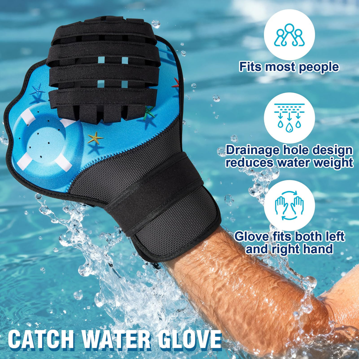 Strdfeve gloves close-up with drainage features for rapid drying