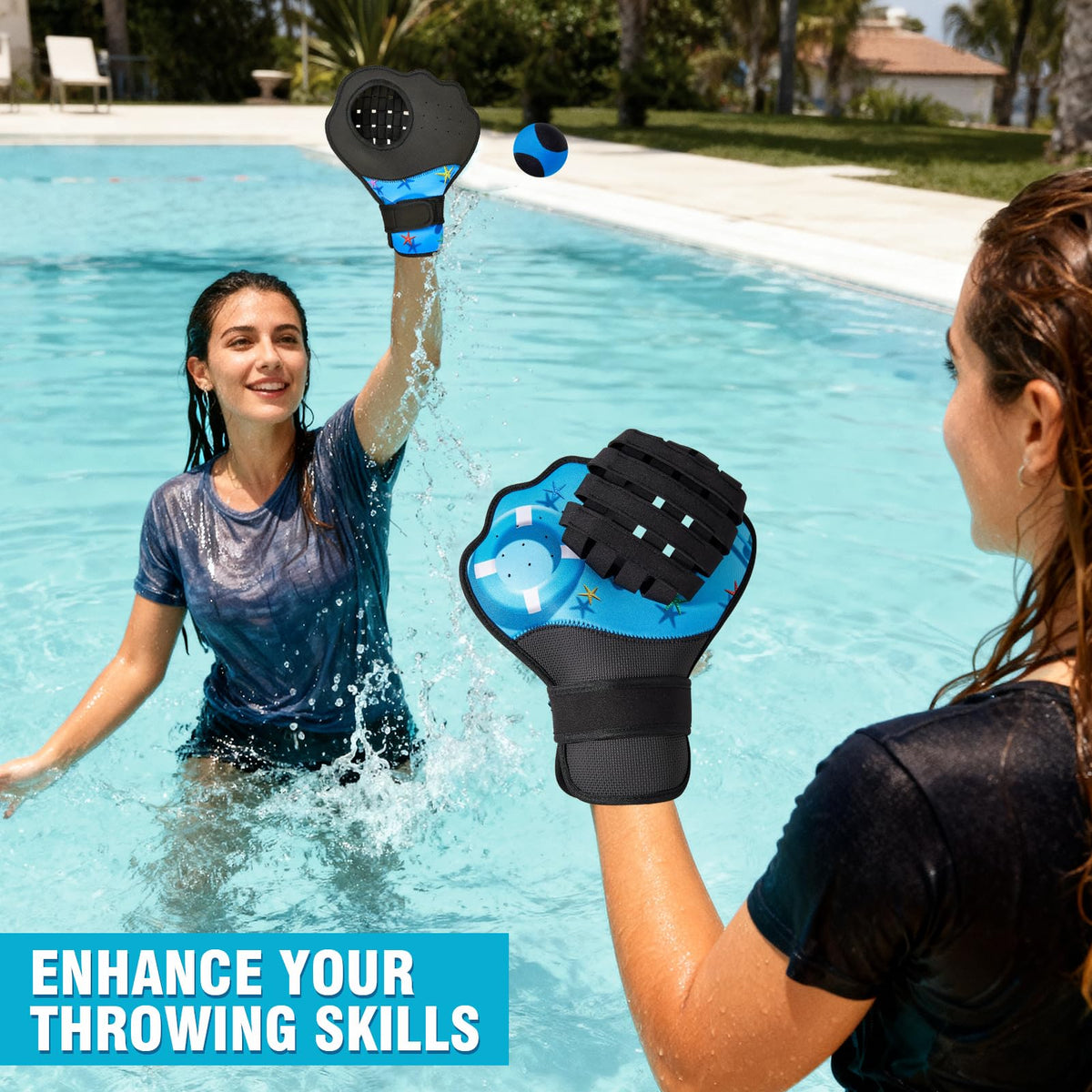 Strdfeve lakeside adventure with kids using gloves and water ball