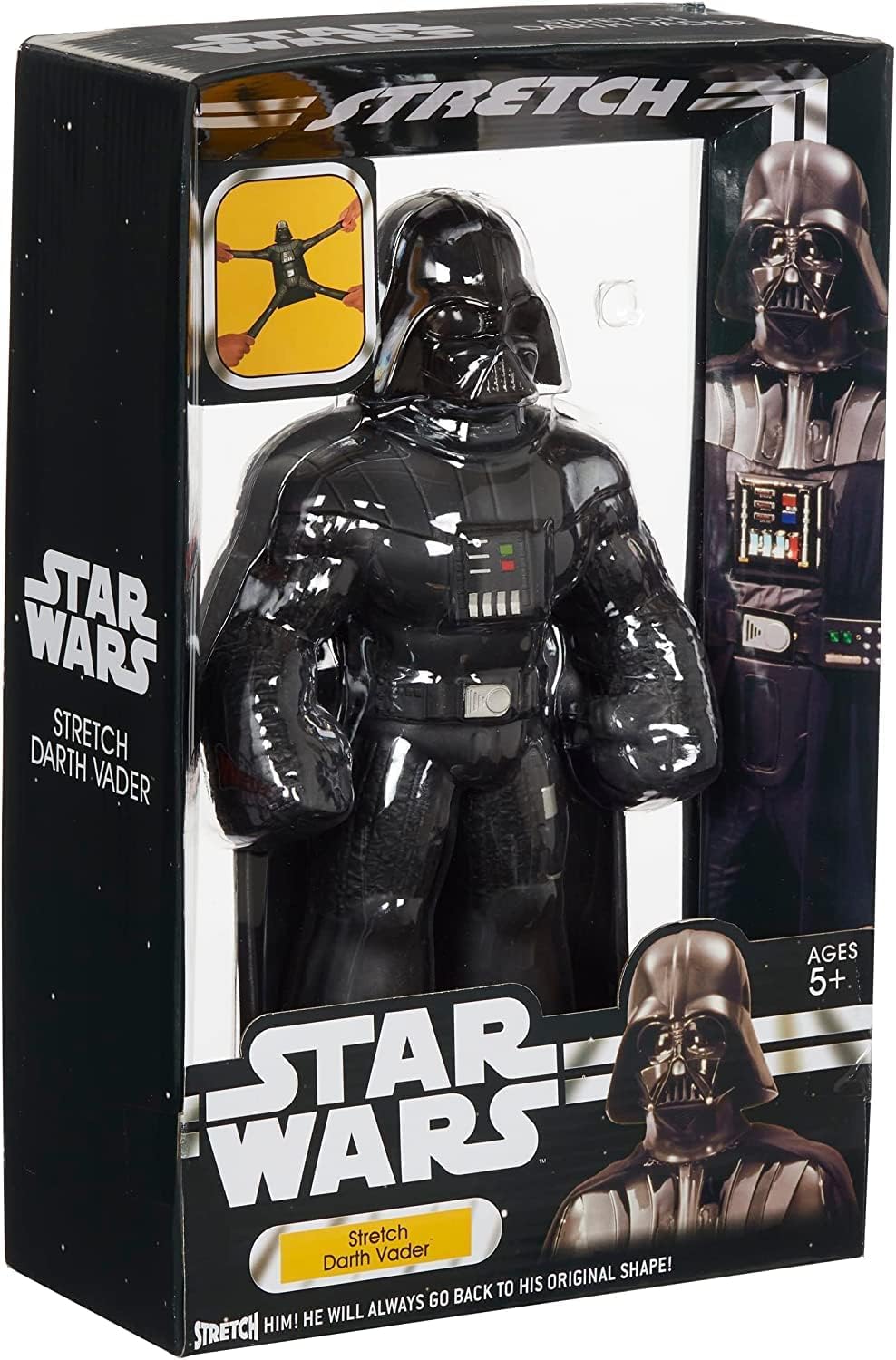 STRETCH ARMSTRONG Darth Vader slowly returns to size after each stretch.