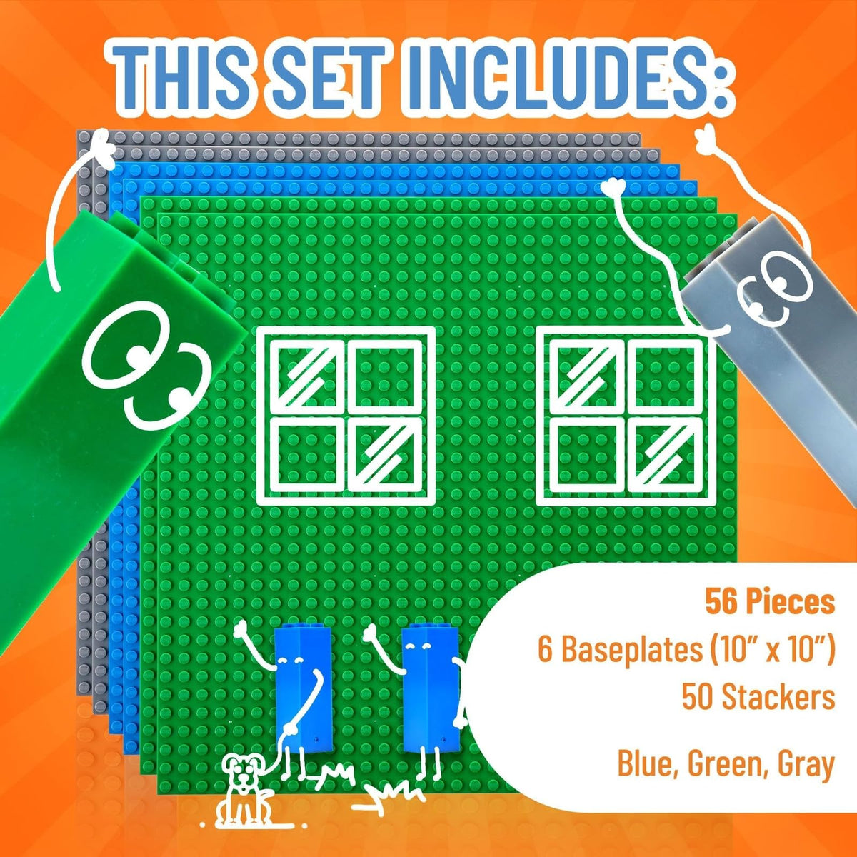 Strictly Briks gray 10x10 baseplate creates a neutral backdrop for city designs.