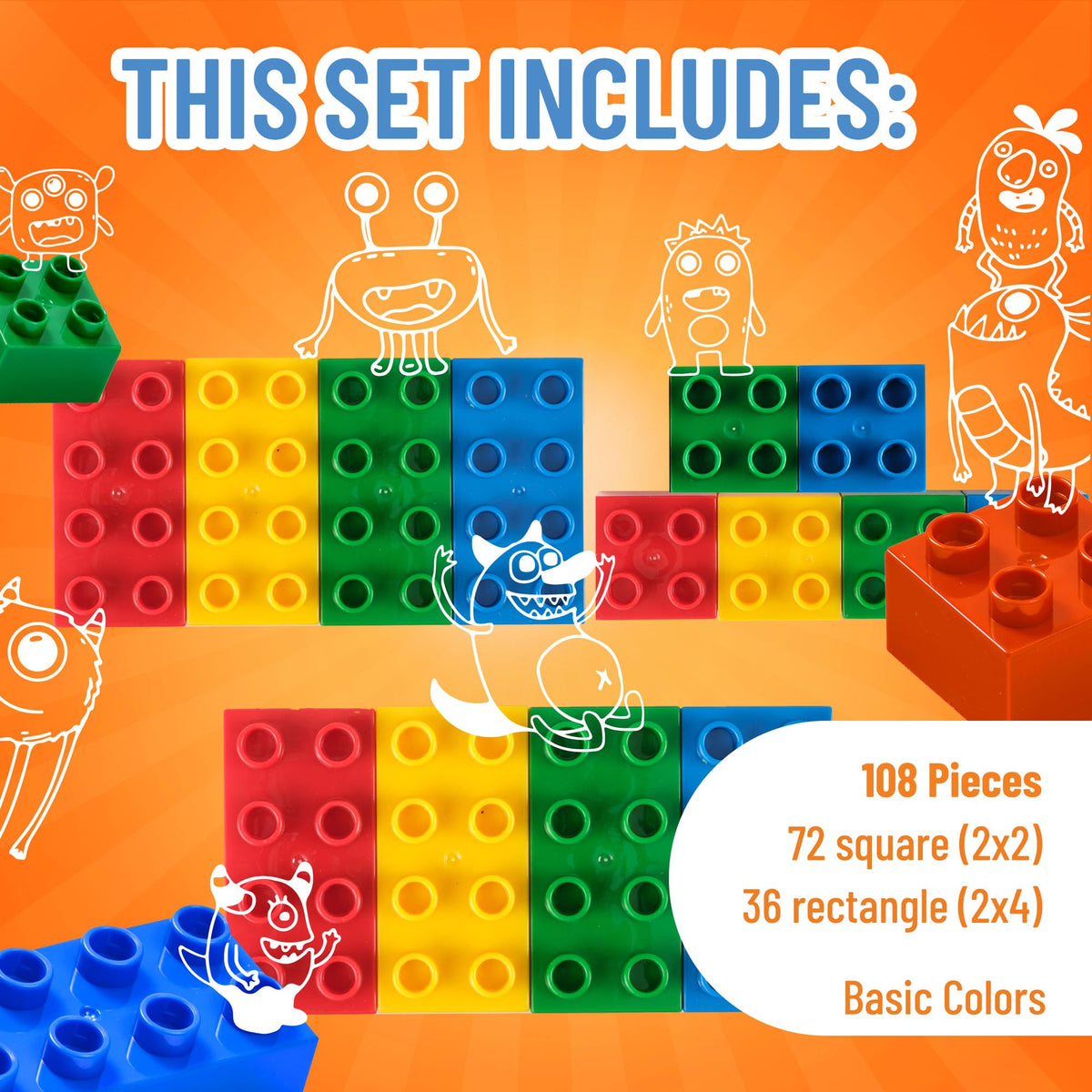 Colorful blocks in red, yellow, green, blue spark imaginative play sessions