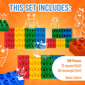 Colorful blocks in red, yellow, green, blue spark imaginative play sessions
