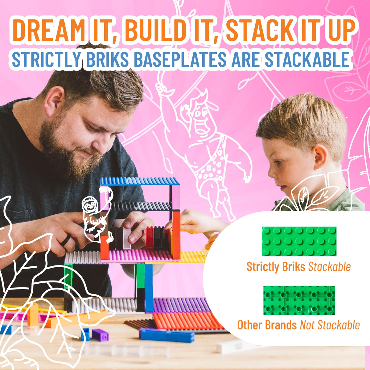 Strictly Briks mega-block board—sturdy surface that resists bending during play.
