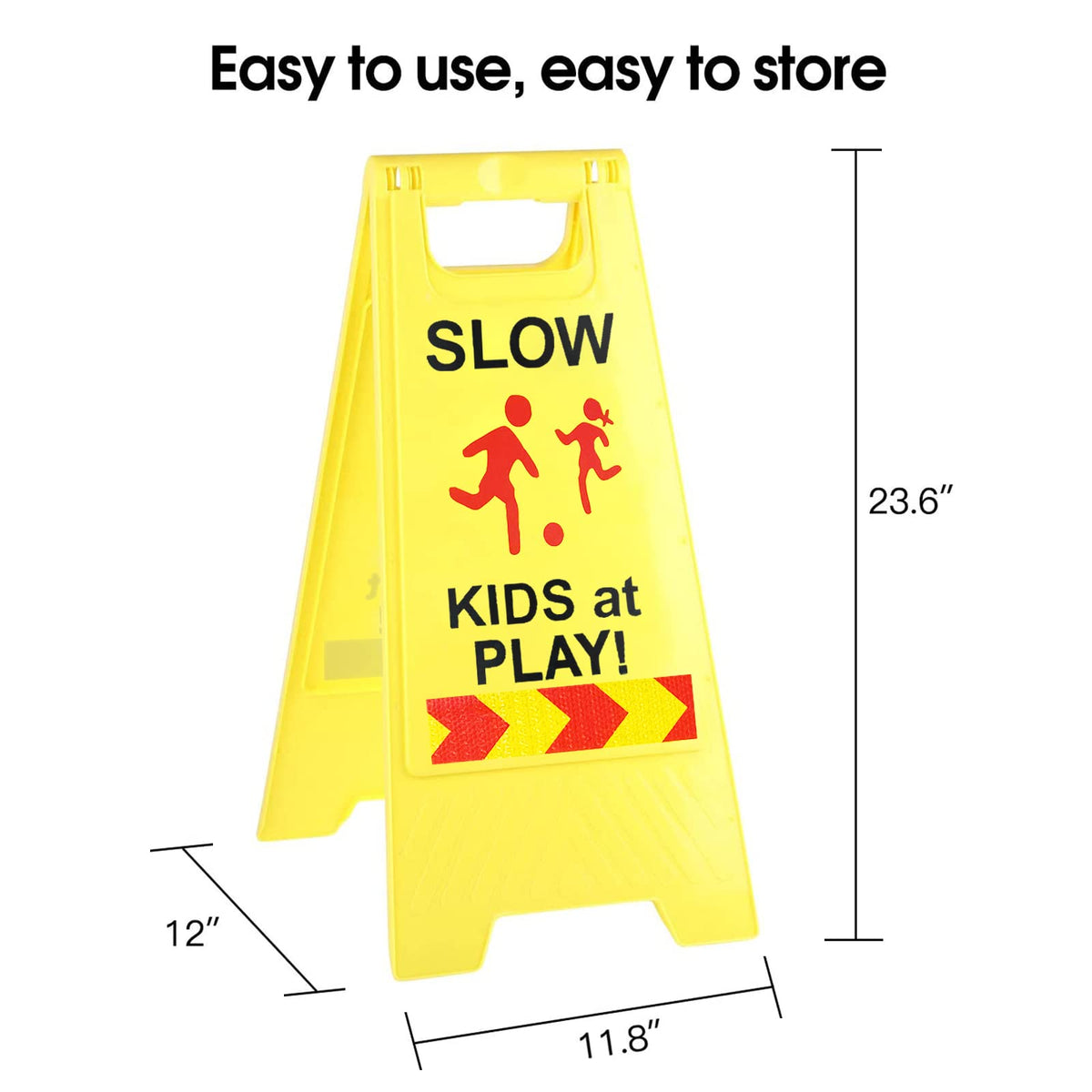 StrLon sign highlighting children safety with reflective tape for evening visibility.