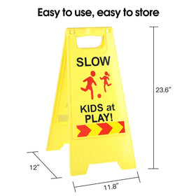 StrLon sign highlighting children safety with reflective tape for evening visibility.