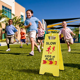 StrLon kids at play sign alerts drivers near neighborhoods and parks.