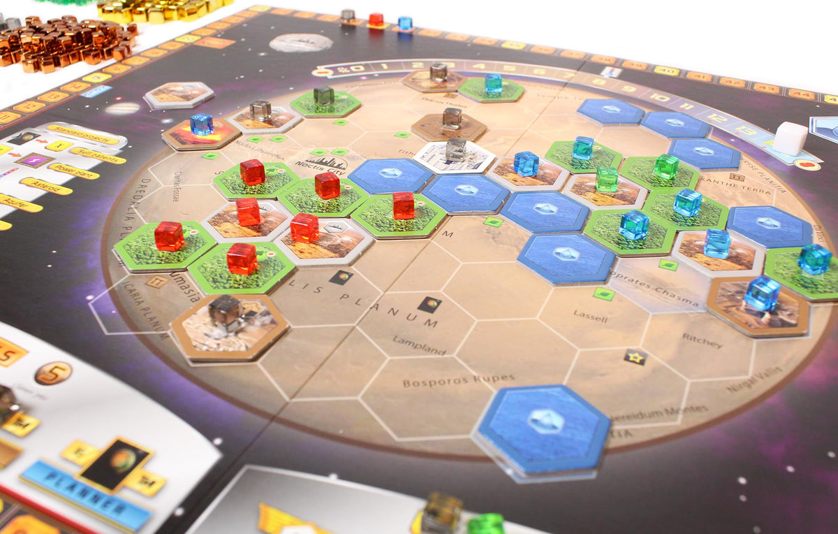 Stronghold Games Terraforming Mars expansion-ready design boosts replayability.