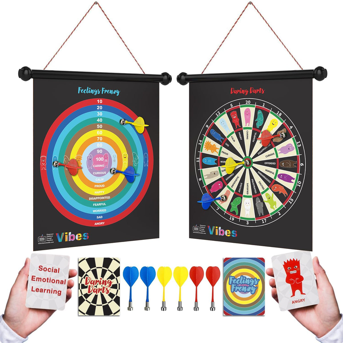 StrongSuit Vibes dartboard setup empowering kids to express emotions in sessions