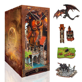 Strucwood Book Nook Kit on a shelf decor display enhances storytelling vibes