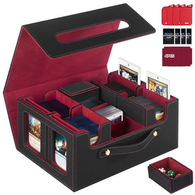 STTRBOX MTG Commander deck box with side window showing deck ID and organization benefits.