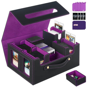 STTRBOX trading card storage box with commander display helps quickly identify decks