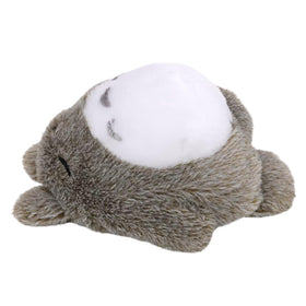 Studio Ghibli Totoro beanbag laying-down front view; compact decor for shelves or desks.