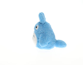 Studio Ghibli Totoro blue beanbag plush on shelf, charming decorative accent.