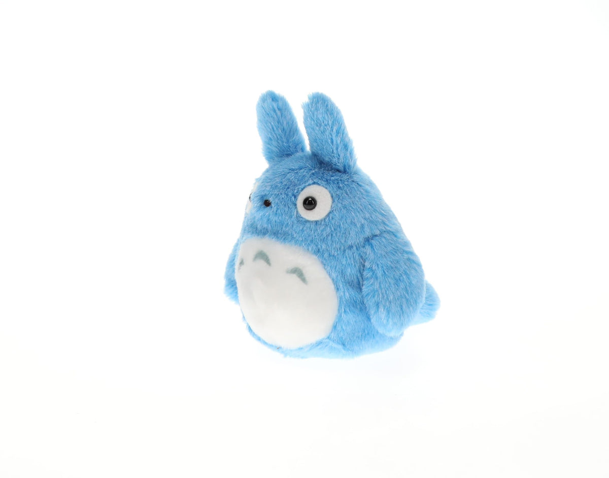 Studio Ghibli Totoro blue beanbag closeup fabric, soft texture for cozy display.