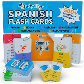 Study Key Spanish flash cards cover for on the go learning and quick reviews