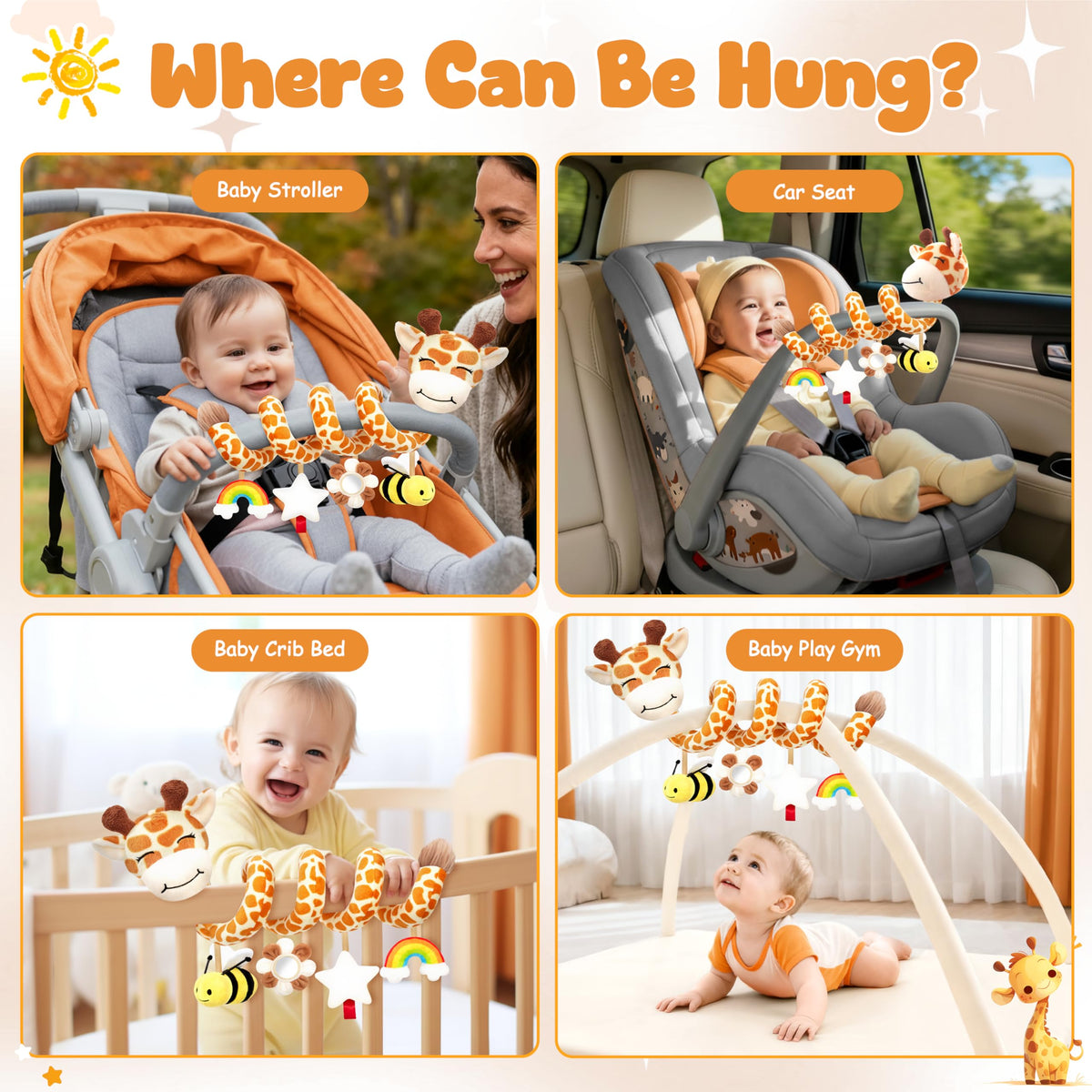 Stuffed giraffe uses BPA-free soft cotton for safe, gentle use.