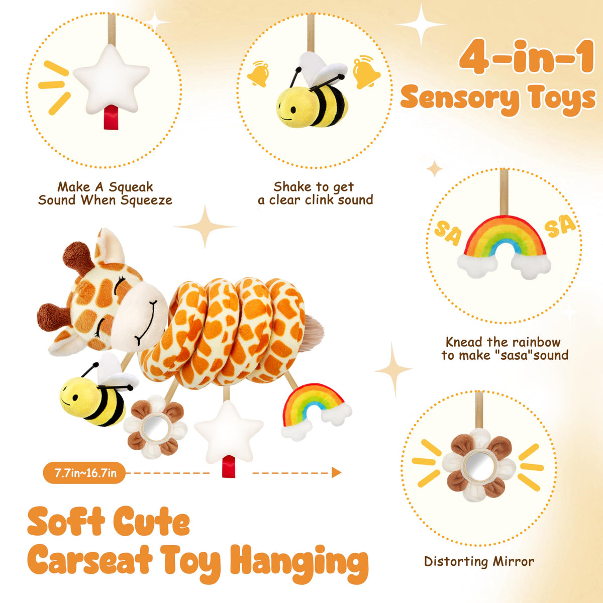 Stuffed tail is removable for safety and easy cleaning.