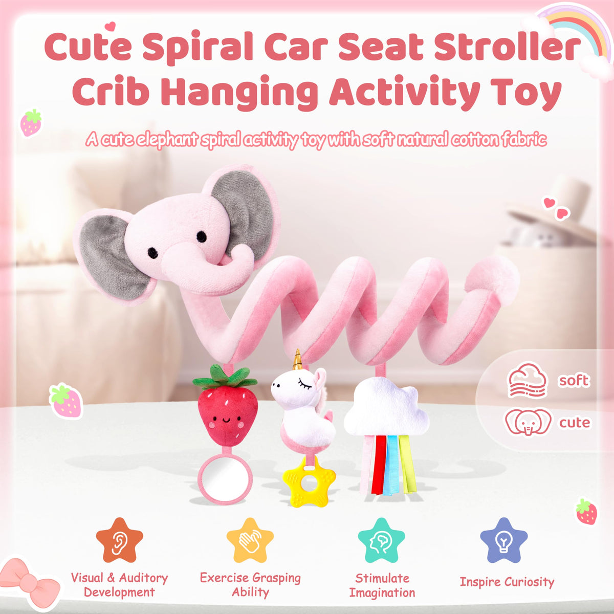 Adjustable rope attachment to fit car seats or strollers securely