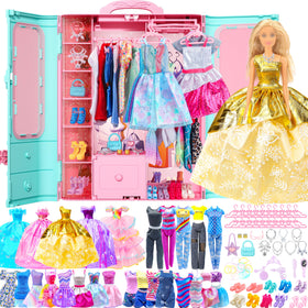 Style Shine doll closet keeps outfits organized for easy play and storage.