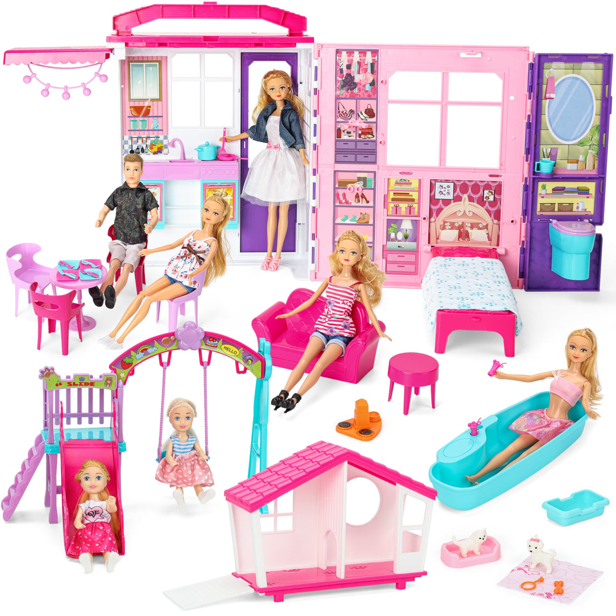 Style Shine doll house foldable compact design for easy storage and travel.