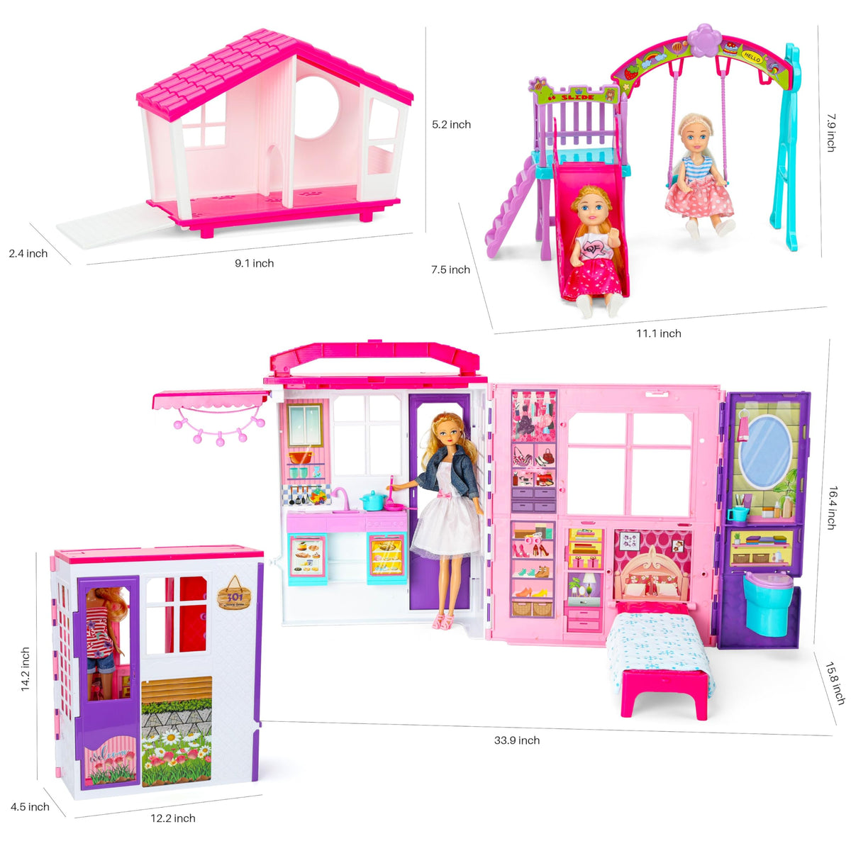 Style Shine doll house multi-room furniture set supports diverse pretend scenarios.