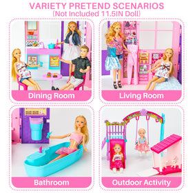 Style Shine doll house with a portable handle for simple transport on trips.