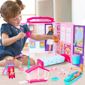 Style Shine doll house includes two dolls for immediate storytelling and role-play.