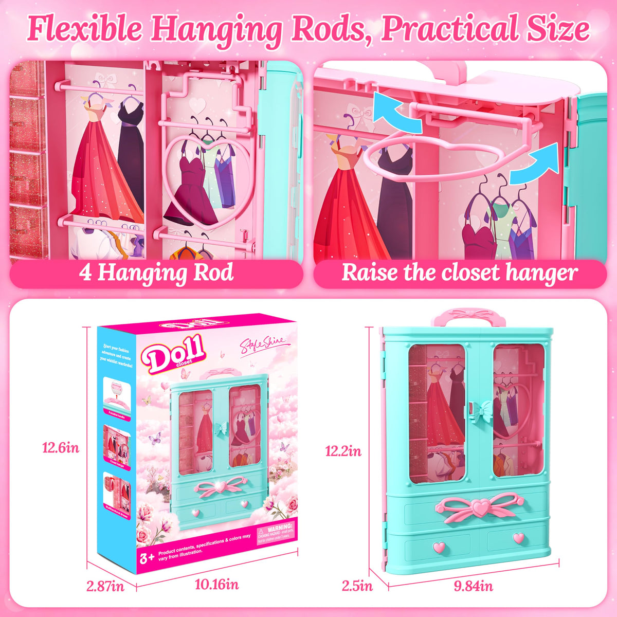 Style Shine hangers keep wardrobe tidy and accessible.