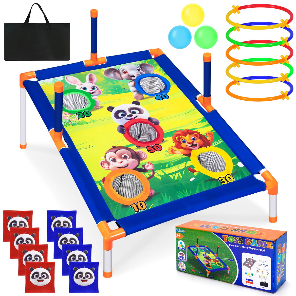 Subao 3-in-1 bean bag toss setup provides versatile backyard fun for families.