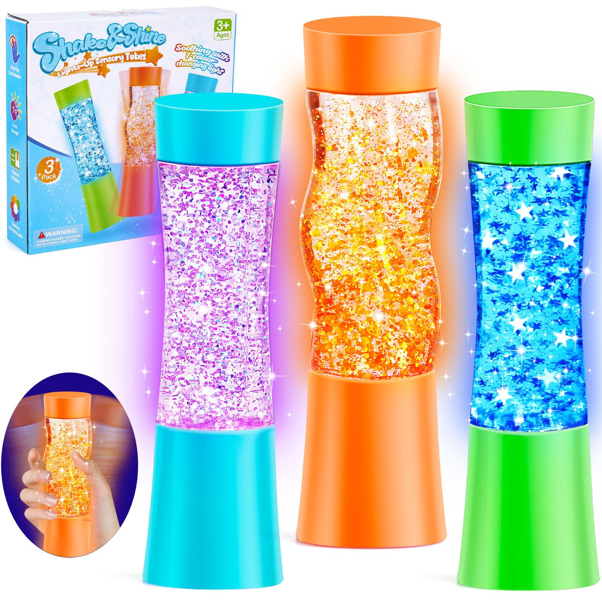 Subao light up sensory tubes glow in dim light for calming play