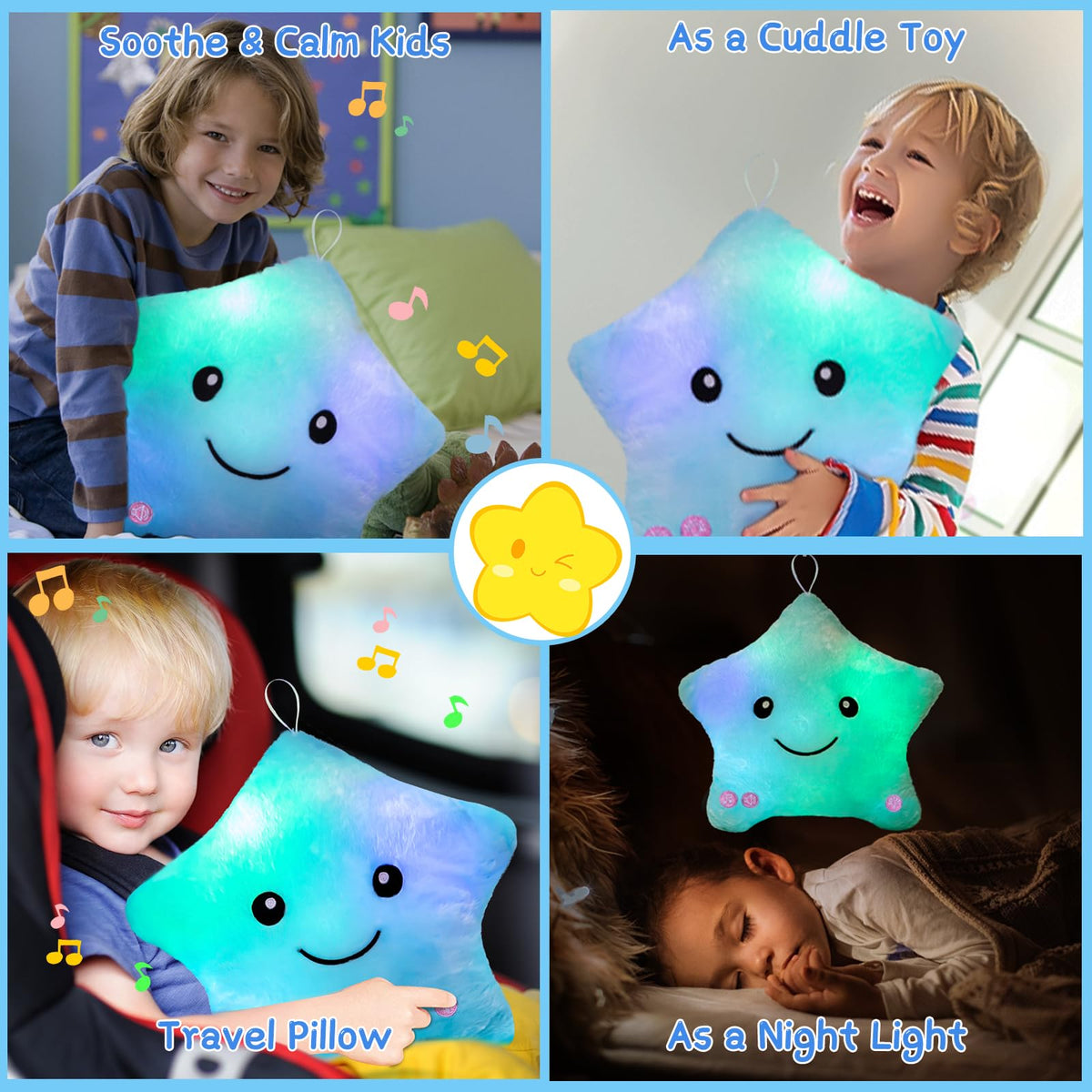 Subao plush star night light provides soft touch and security at bedtime