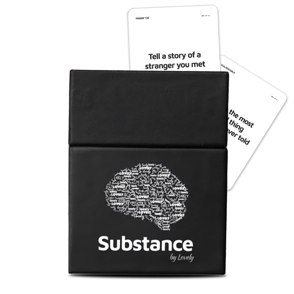 Substance card game deck illustration invites thoughtful conversations.