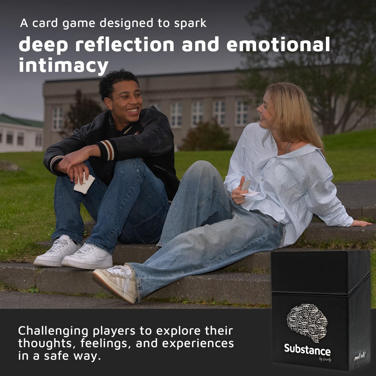 Substance card game intimacy level card encourages closer connection.
